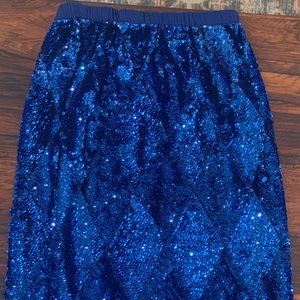 Vintage Silk & Sequin Electric Blue Skirt
